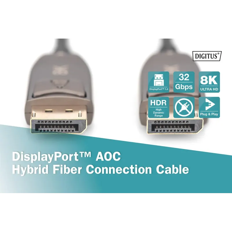 Kabel DIGITUS połączeniowy hybrydowy AOC DisplayPort 1.4 8K60Hz UHD DP/DP