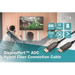 Kabel DIGITUS połączeniowy hybrydowy AOC DisplayPort 1.4 8K60Hz UHD DP/DP