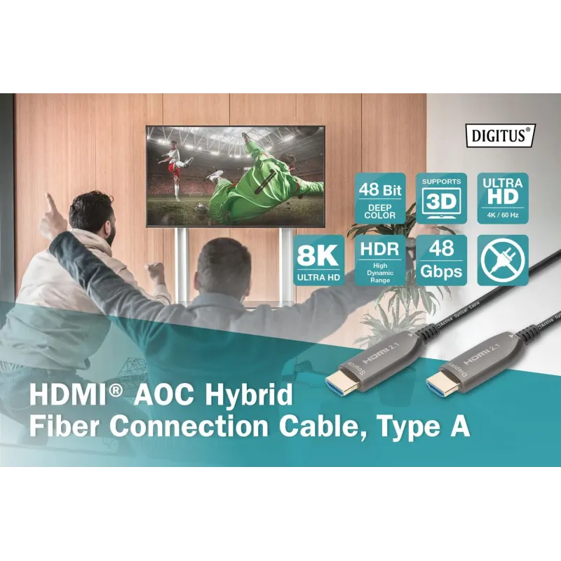 Kabel DIGITUS połączeniowy hybrydowy AOC HDMI 2.1 Ultra High Speed 8K60Hz
