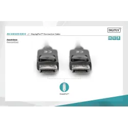 Kabel DisplayPort DIGITUS z zatrzaskami 4K 60Hz UHD Typ DP/DP M/M czarny 2m