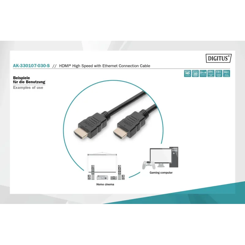 Kabel DIGITUS połączeniowy HDMI 2.0 Premium High Speed Ethernet 4K60Hz UHD