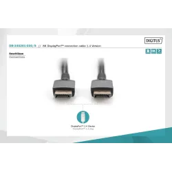 Kabel DisplayPort DIGITUS PREMIUM 8K60Hz UHD DP/DP M/M czarny 3m