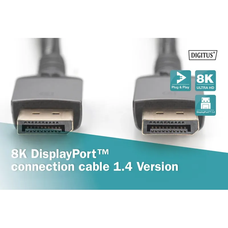 Kabel DisplayPort DIGITUS PREMIUM 8K60Hz UHD DP/DP M/M czarny 2m