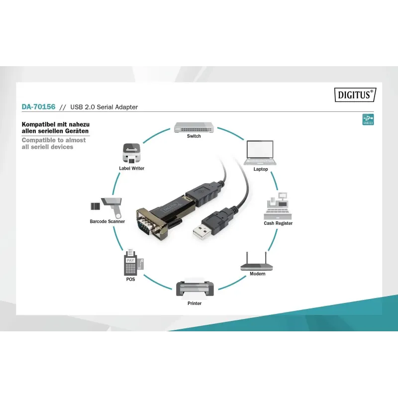 Konwerter DIGITUS DA-70156 USB 2.0/RS232 M/M