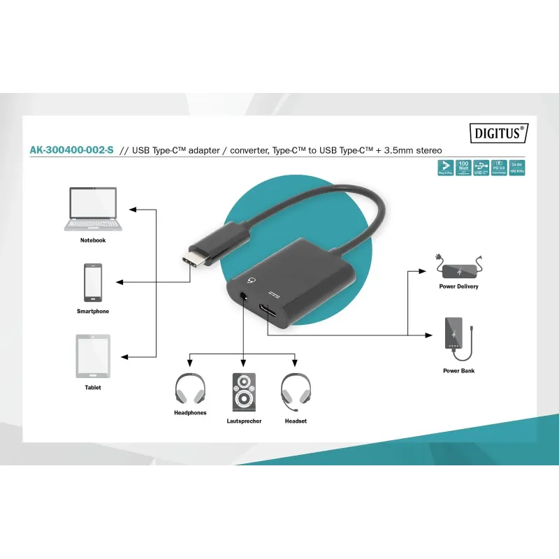 Kabel DIGITUS USB 3.1 Typ C Gen.2 SuperSpeed+ 10Gbps | PartsPC.pl