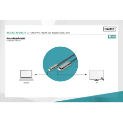 Kabel adapter DIGITUS hybrydowy AOC USB Typ C na HDMI 4K 60Hz 20m