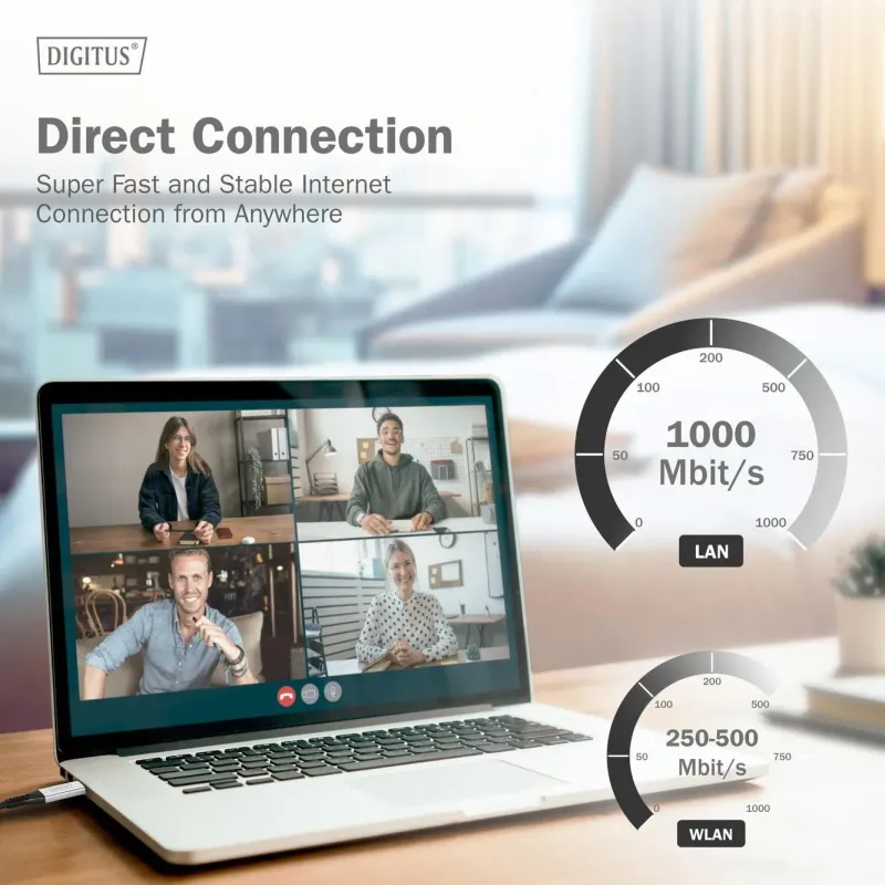 Kabel adapter DIGITUS USB-C – RJ45 Kat. 6A S/FTP, 1 Gbit/s, USB 3.2 Gen1,