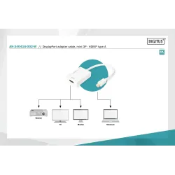 Kabel adapter DIGITUS Mini Displayport 4K 60Hz Typ mDP/HDMI M/Ż aktywny