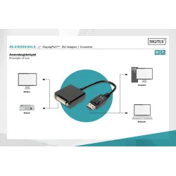 Kabel adapter DIGITUS DisplayPort z Dual Link 1080p 60Hz FHD DP/ DVI-I