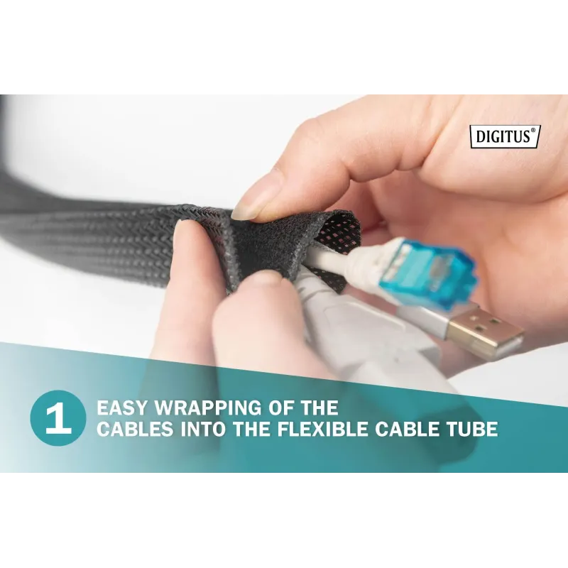 Maskownica DIGITUS taśmowa do okablowania na rzepy elastyczna regulowana 2m