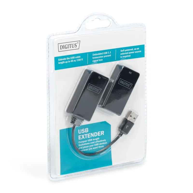 Przedłużacz/Extender DIGITUS USB 1.1 po skrętce Cat.5e/6 UTP/SFP do 45m,