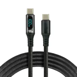 Kabel USB-C - USB-C everActive CBB-2PD5L 2m 100W wbudowany wyświetlacz