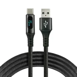 Kabel USB - USB-C everActive CBB-2CBL 2m 3A wbudowany wyświetlacz czarny