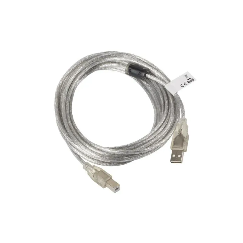 Kabel USB 2.0 Lanberg AM-BM Ferryt 5m przezroczysty