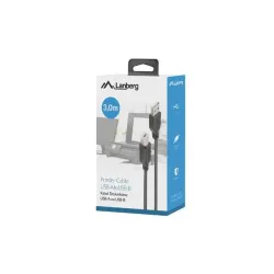 Kabel USB 2.0 Lanberg AM-BM 3m czarny ferryt box