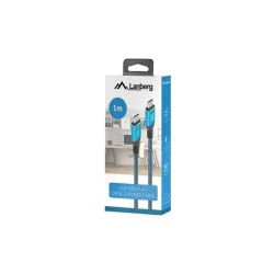 Kabel Lanberg USB-C M/M USB4 1m 240W 8K 60Hz czarno-niebieski