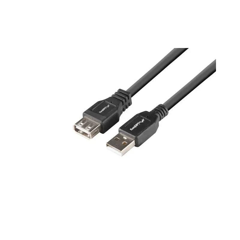 Przedłużacz USB-A Lanberg M/F 2.0 1m czarny box