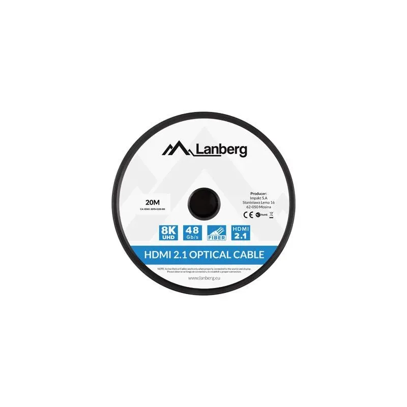 Kabel HDMI Lanberg M/M v2.1 20m 8K czarny optyczny AOC