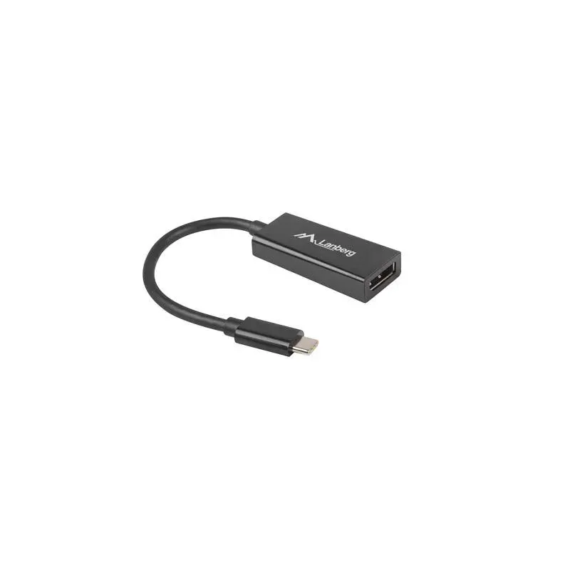 Kabel adapter Lanberg USB type-C(M) - DisplayPort(F) 0,15m czarny