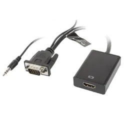Kabel adapter Lanberg VGA (M) + Audio - HDMI (F) 0,2m czarny
