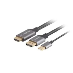 Kabel adapter Lanberg HDMI (M) - Displayport (M) 1,8M 4K czarny
