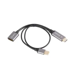 Kabel adapter Lanberg HDMI (M) - Displayport (F) 4K na kablu 20cm srebrny