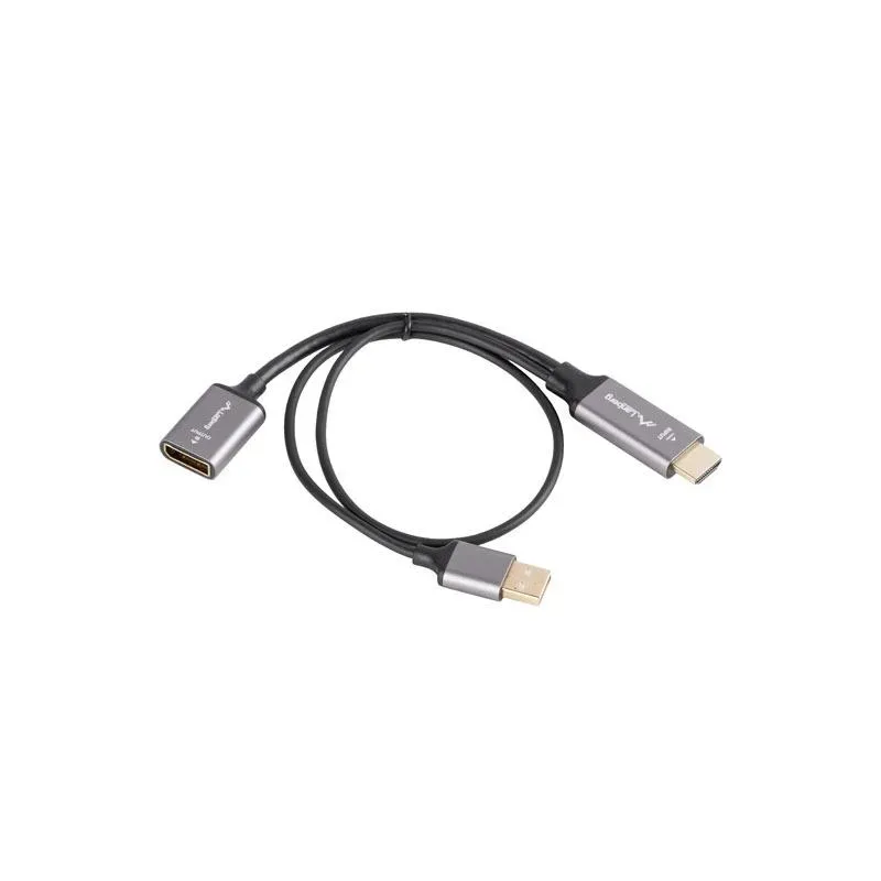 Kabel adapter Lanberg HDMI (M) - Displayport (F) 4K na kablu 20cm srebrny