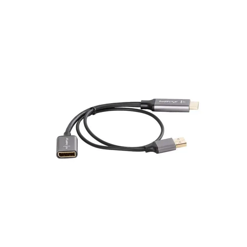 Kabel adapter Lanberg HDMI (M) - Displayport (F) 4K na kablu 20cm srebrny