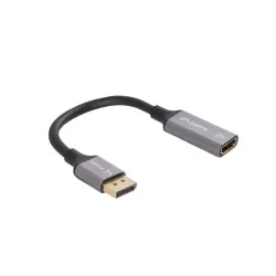 Kabel adapter Lanberg Displayport (M) - HDMI (F) 8K na kablu 20cm srebrny