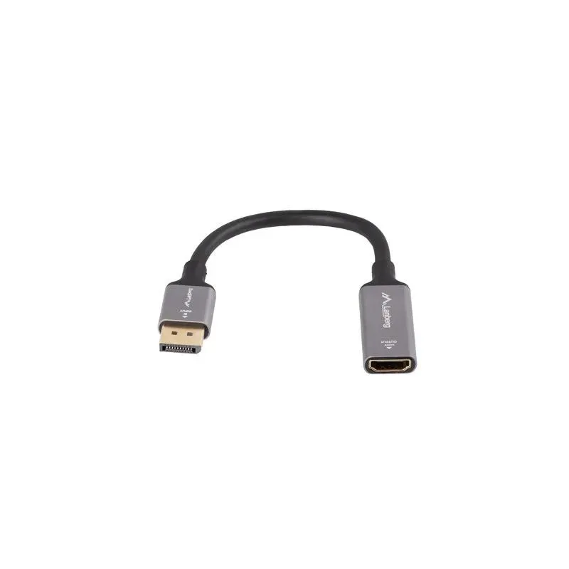 Kabel adapter Lanberg Displayport (M) - HDMI (F) 8K na kablu 20cm srebrny