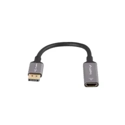 Kabel adapter Lanberg Displayport (M) - HDMI (F) 4K na kablu 20cm srebrny