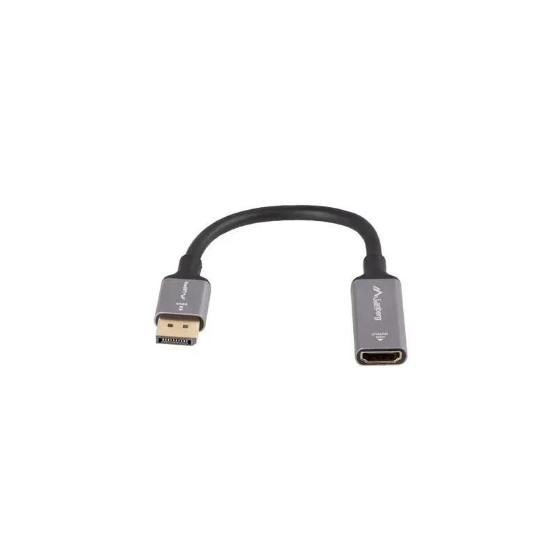 Kabel adapter Lanberg Displayport (M) - HDMI (F) 4K na kablu 20cm srebrny
