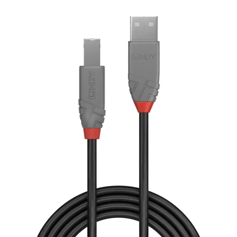 Kabel drukarkowy USB LINDY 2.0 A/M - USB B /M, Anthra Line 2 Czarny