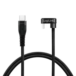 Kabel USB 2.0 LogiLink CU0190 USB-C - USB-C, M/M, kątowy, czarny, 1m