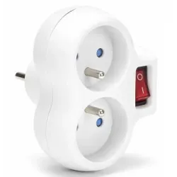 Rozgałęźnik sieciowy MONTIS MT148-WH podwójny z wyłącznikiem biały