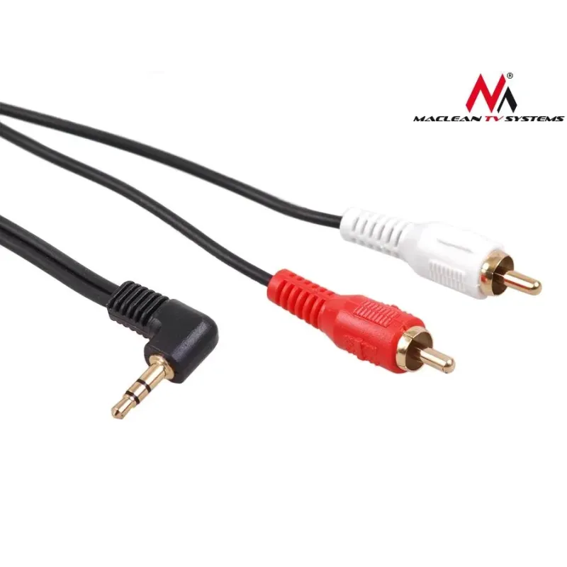 Kabel audio Maclean MCTV-824 kątowy miniJack 3,5mm (M) - 2xRCA (M), 1m,