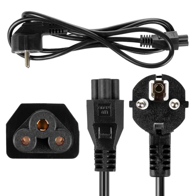 Kabel zasilający typu koniczynka Maclean MCTV-857, 3 pin, wtyk EU, 1.5m