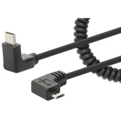 Kabel zasilający Manhattan USB-C/Micro-USB 3A do szybkiego bezpiecznego