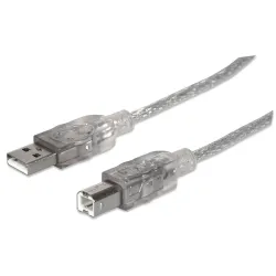 Kabel USB Manhattan USB 2.0 A-B M/M, 1,8m, srebrny