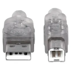 Kabel USB Manhattan USB 2.0 A-B M/M, 5m, srebrny | PartsPC.pl