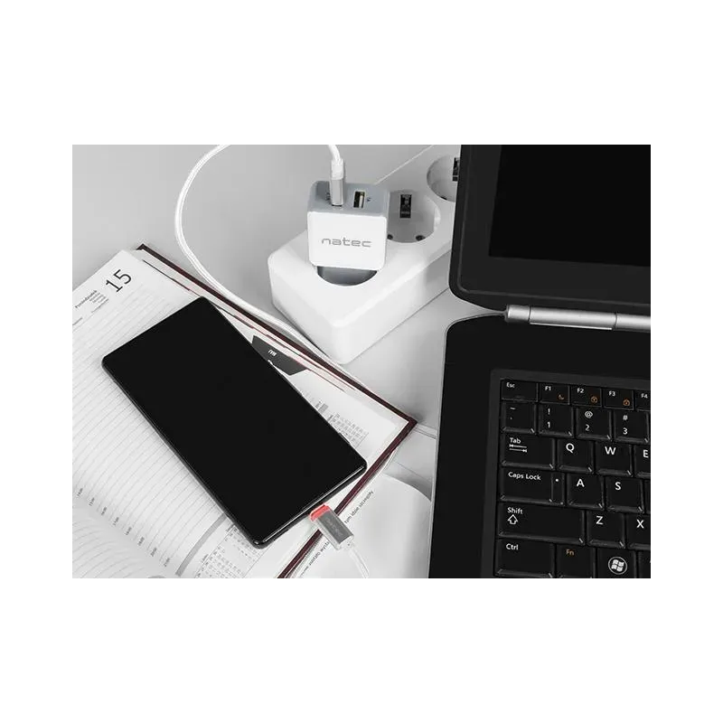 Kabel Natec Extreme Media micro USB-B - USB-A M/M 1m srebrny LED