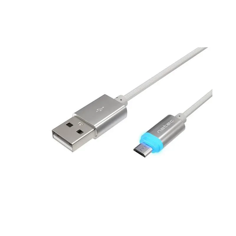 Kabel Natec Extreme Media micro USB-B - USB-A M/M 1m srebrny LED