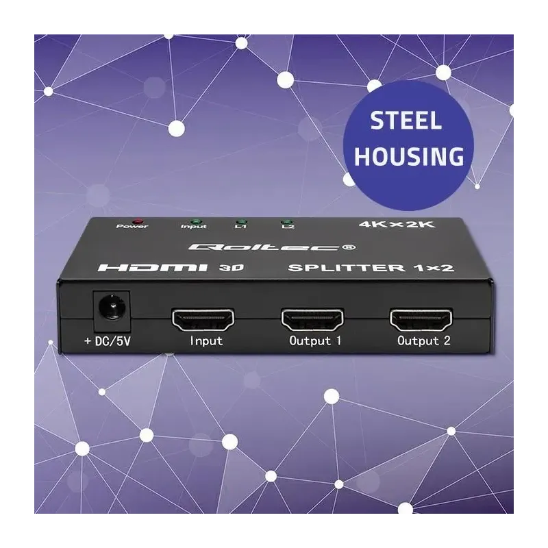 Rozdzielacz aktywny Qoltec Splitter 2 x HDMI 4K x 2K | 3.4Gb/s