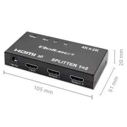 Rozdzielacz aktywny Qoltec Splitter 2 x HDMI 4K x 2K | 3.4Gb/s