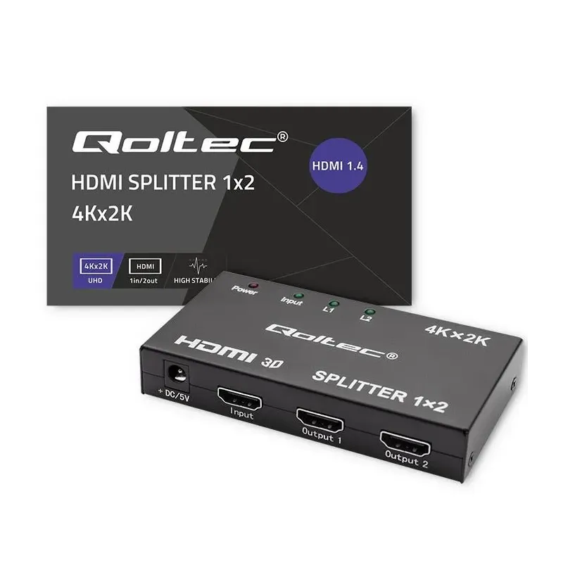 Rozdzielacz aktywny Qoltec Splitter 2 x HDMI 4K x 2K | 3.4Gb/s