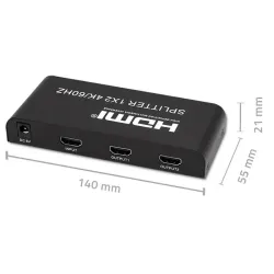 Rozdzielacz aktywny Qoltec Splitter 2 x HDMI 4K x 2K | 6Gb/s | 60Hz