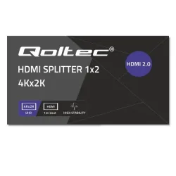 Rozdzielacz aktywny Qoltec Splitter 2 x HDMI 4K x 2K | 6Gb/s | 60Hz