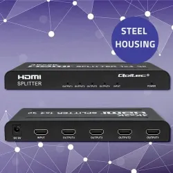 Rozdzielacz aktywny Qoltec Splitter 4 x HDMI 4K x 2K | 3.4Gb/s