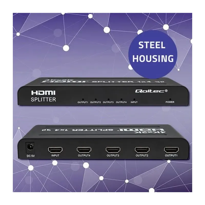 Rozdzielacz aktywny Qoltec Splitter 4 x HDMI 4K x 2K | 3.4Gb/s
