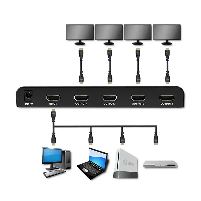 Rozdzielacz aktywny Qoltec Splitter 4 x HDMI 4K x 2K | 3.4Gb/s